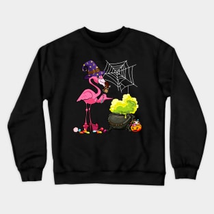 Pink flamingo Halloween Custome Witch JackOLantern Crewneck Sweatshirt